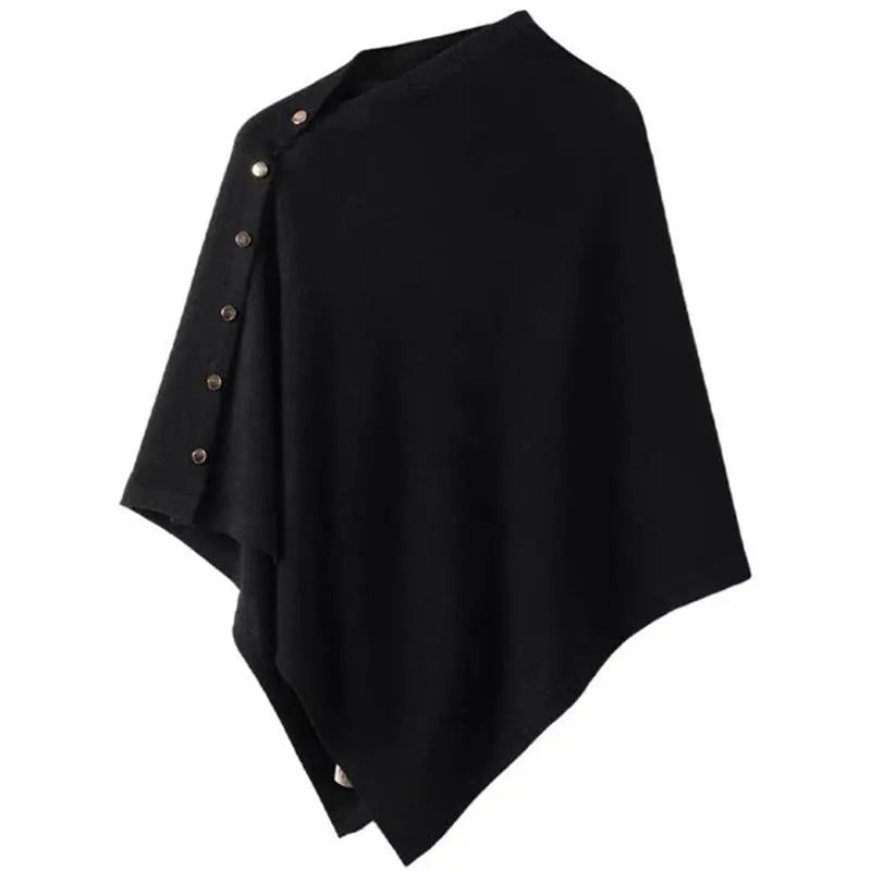 Cashmere Cape with Buttons Details in Cream The Style Closet