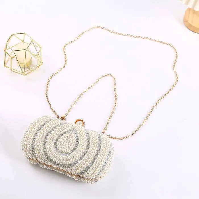 Pearl & Crystal embellished clutch bag The Style Closet