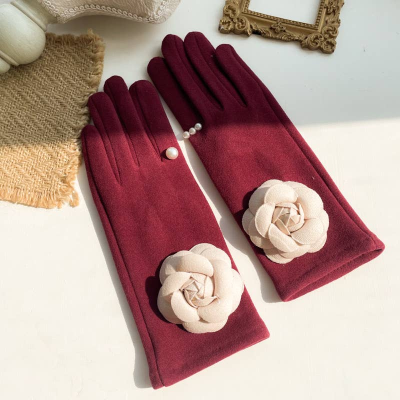Large camellia flower gloves The Style Closet