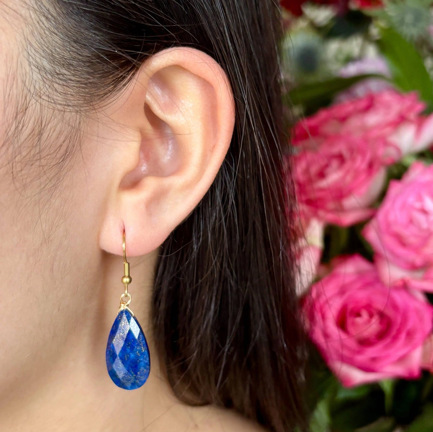 18ct Gold Plated Lapis Lazuli Drop Earrings The Style Closet