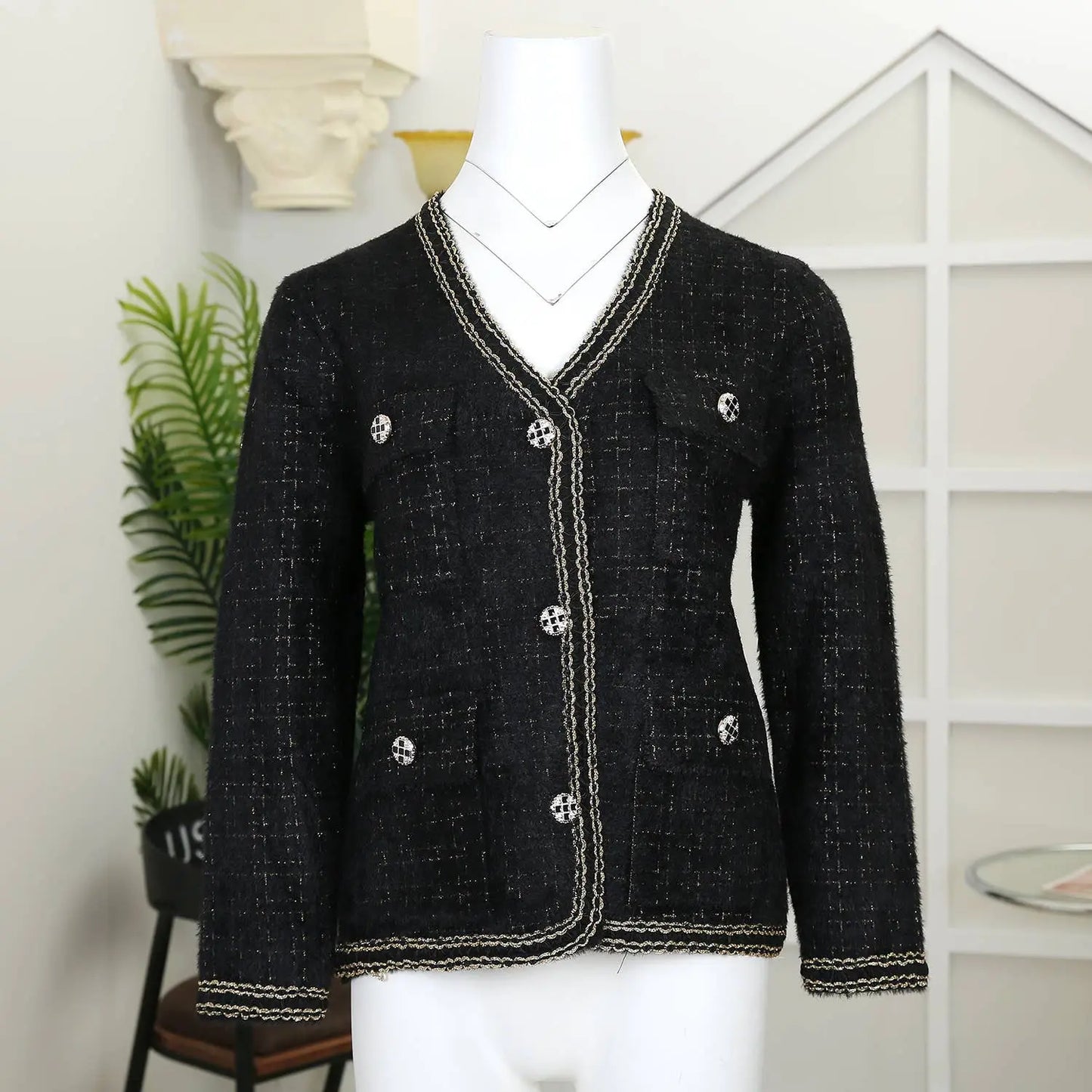 Tweed soft cardigan: Cream The Style Closet