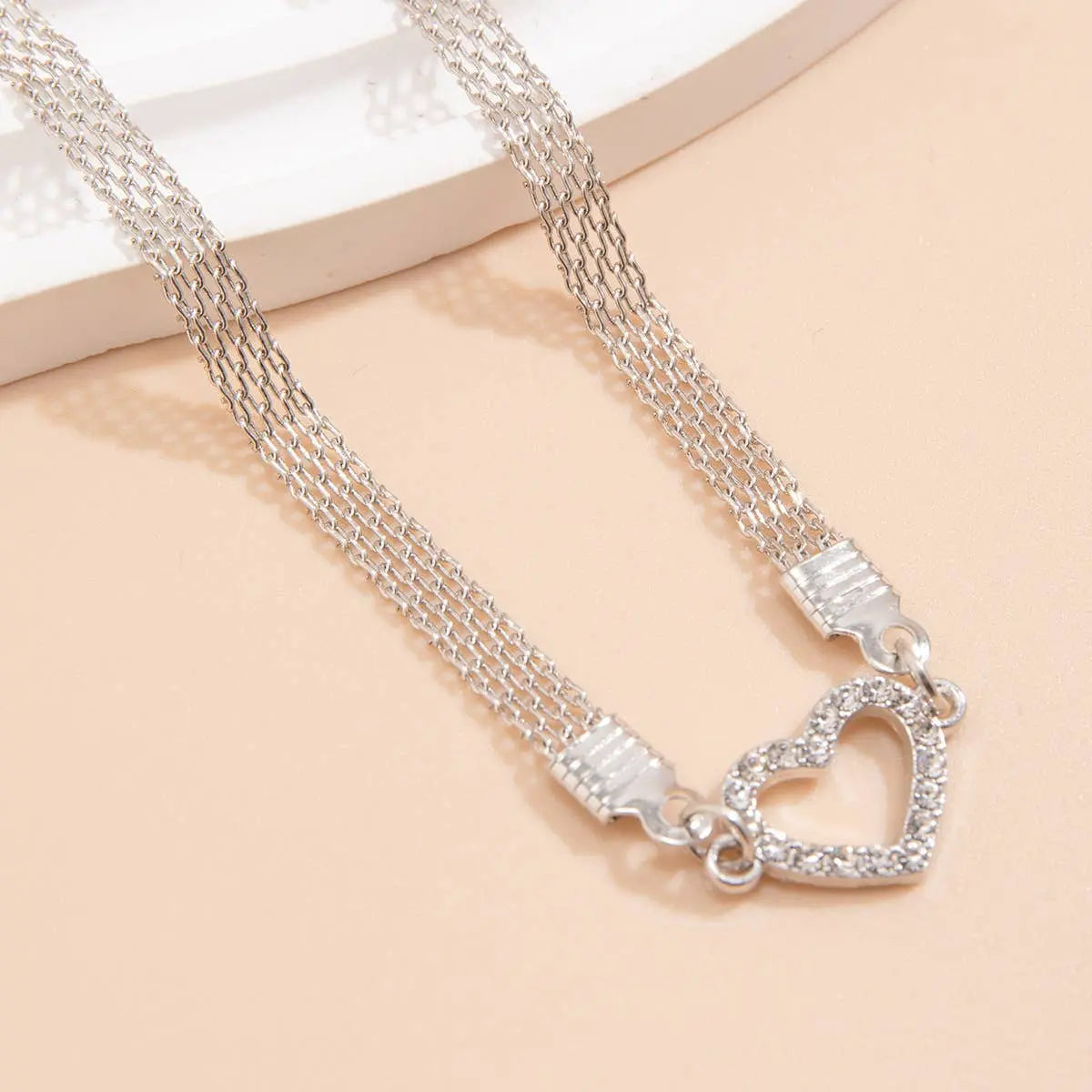 Flat Chain Anklet Heart Jewelry: Silver The Style Closet