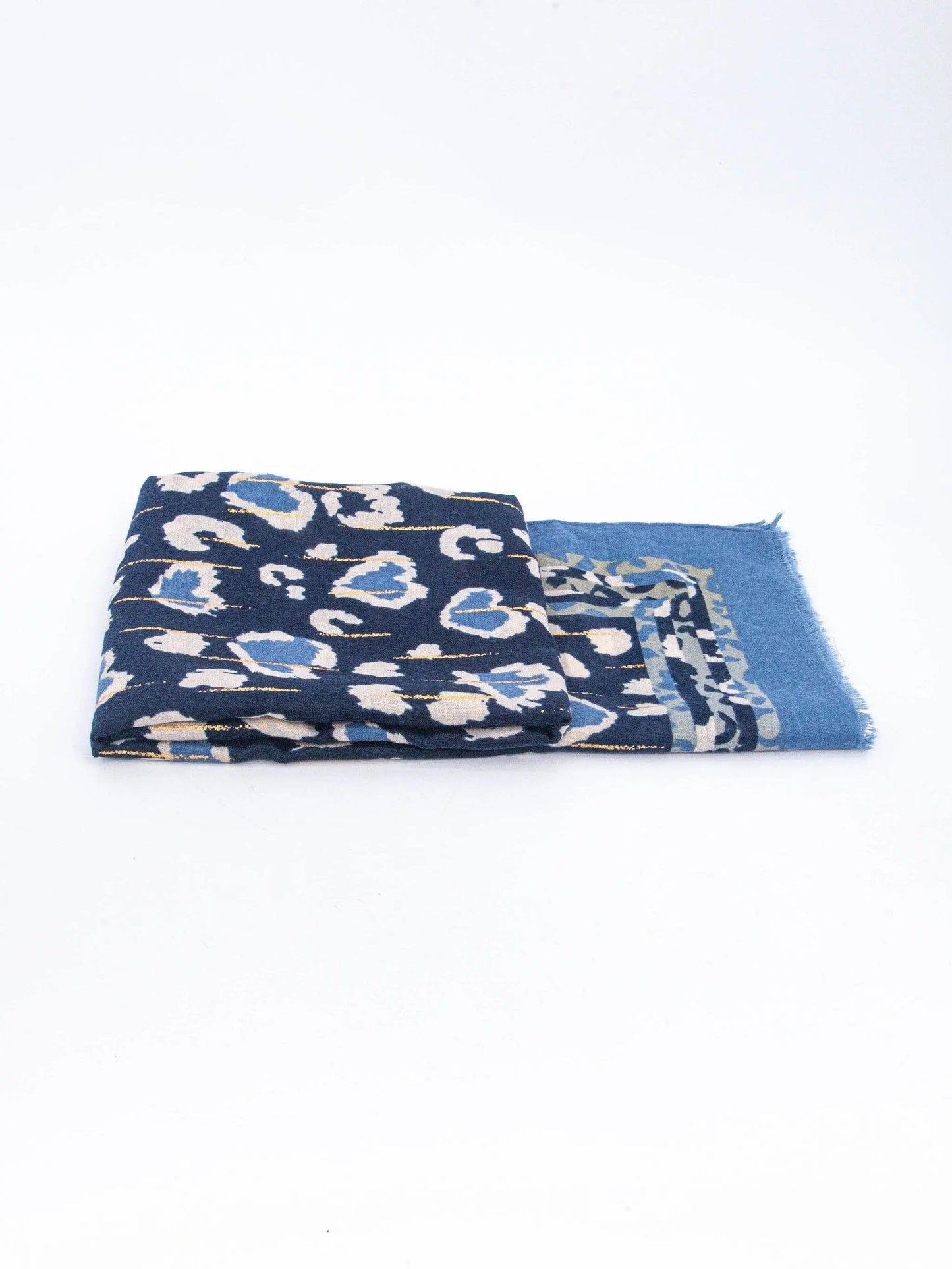 Lightweight Scarf - Blue, Leopard Border: One-size The Style Closet