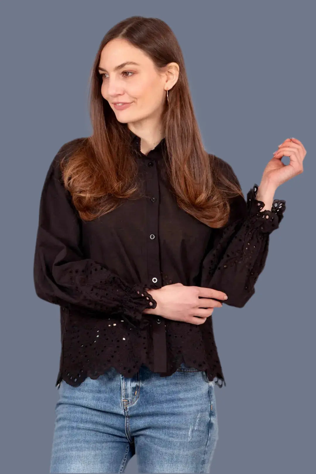 Broderie Anglaise Long Sleeve Shirt The Style Closet
