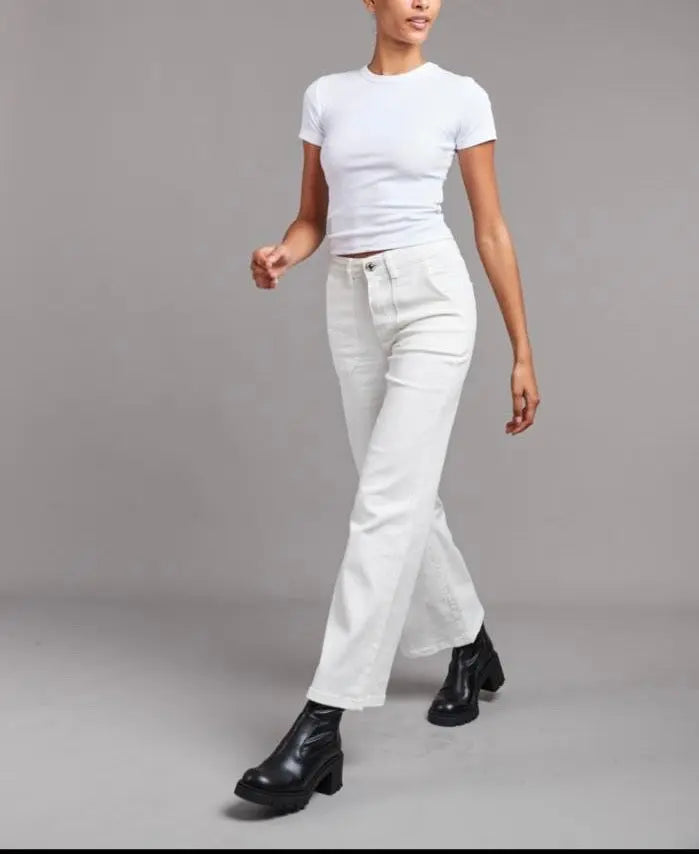 Toxik Wide Leg Jeans in Soft White The Style Closet