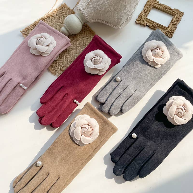 Large camellia flower gloves The Style Closet