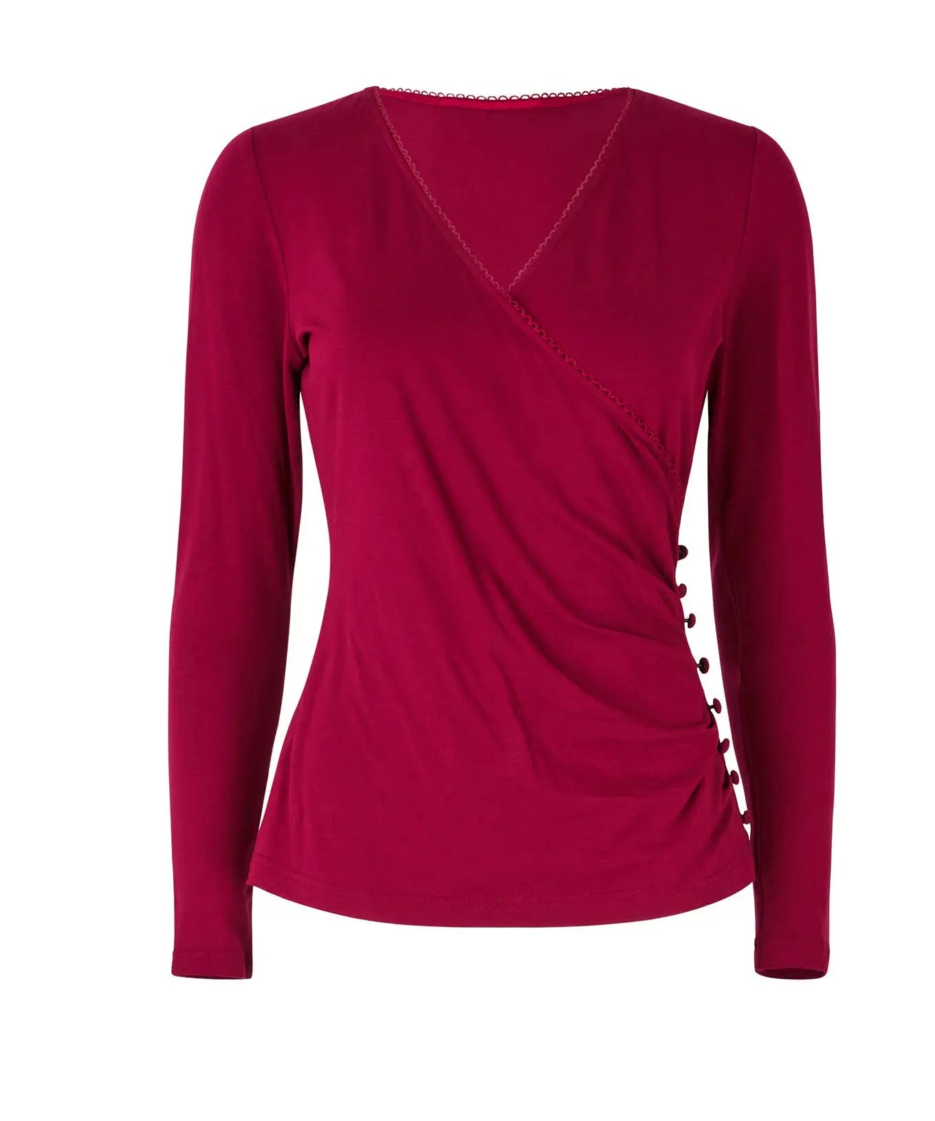 Beautiful Berry Wrap Front Jersey Top: Berry The Style Closet
