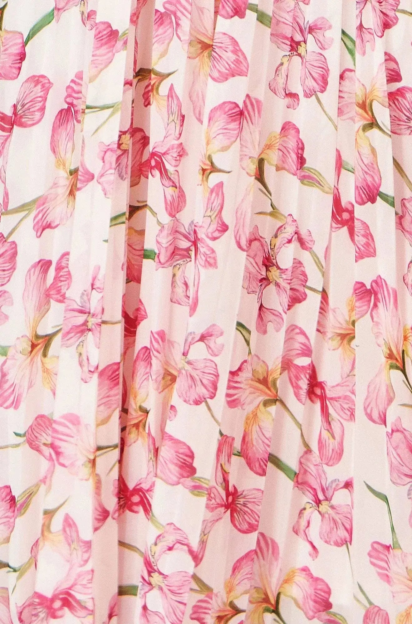 White/Pink Orchid Floral Pleated Wrap Maxi Dress The Style Closet