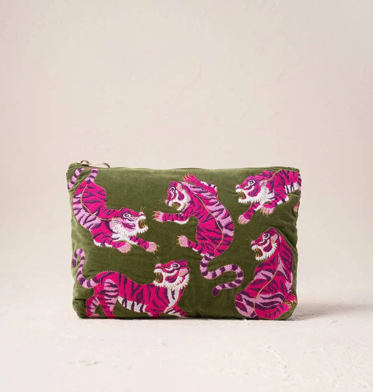 Wild Tiger Everyday Pouch: Fern Green / Velvet Elizabeth Scarlett Ltd