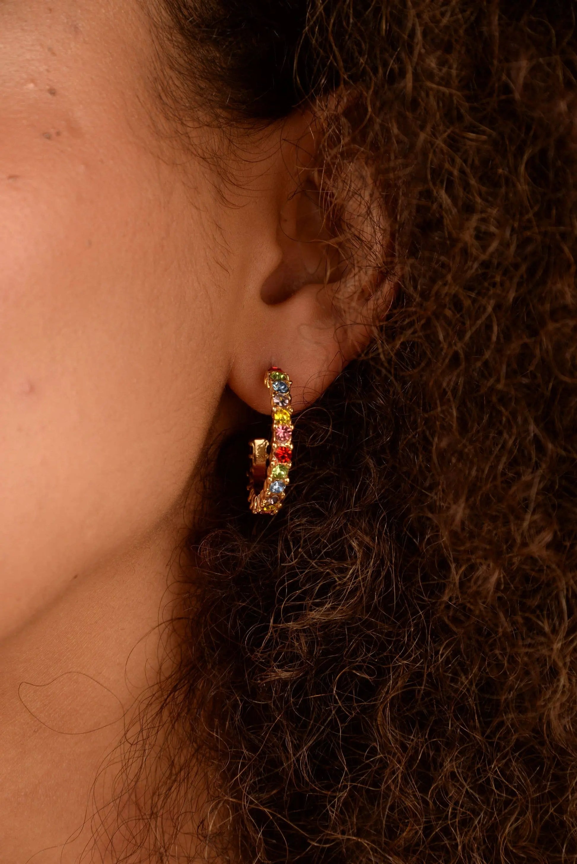 RAINBOW FACET GOLD HOOPS My Doris