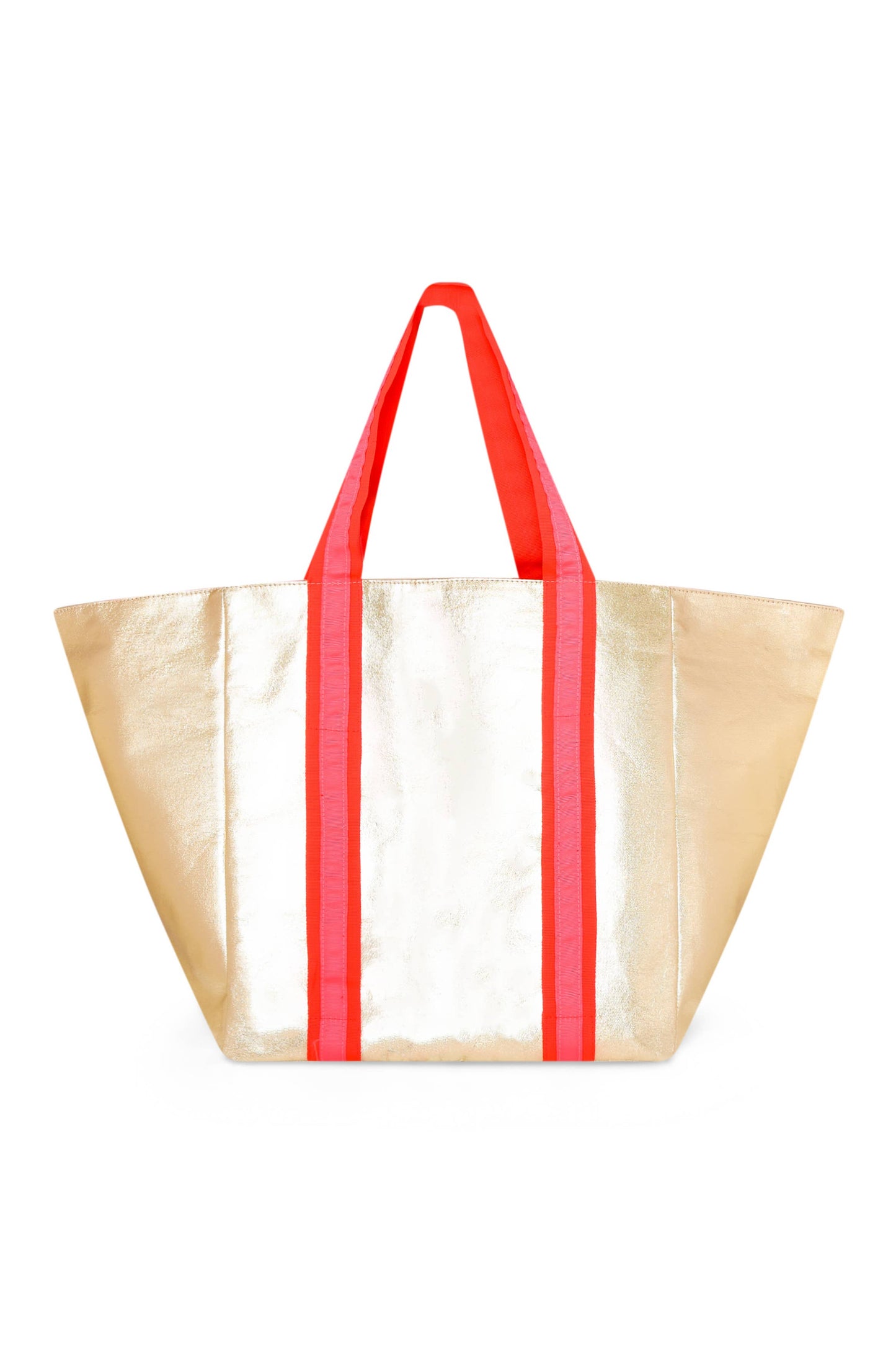 SHEENY GOLD BEACH BAG with PINK