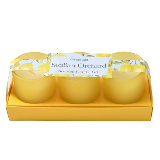 Sicilian Orchard Set of 3 Mini Votives Candles in Gift Box The Style Closet