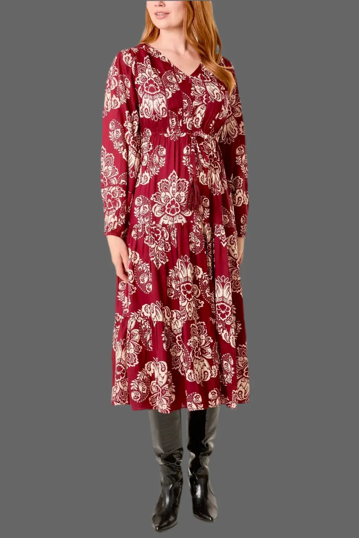 Floral Print Dress in Berry The Style Closet