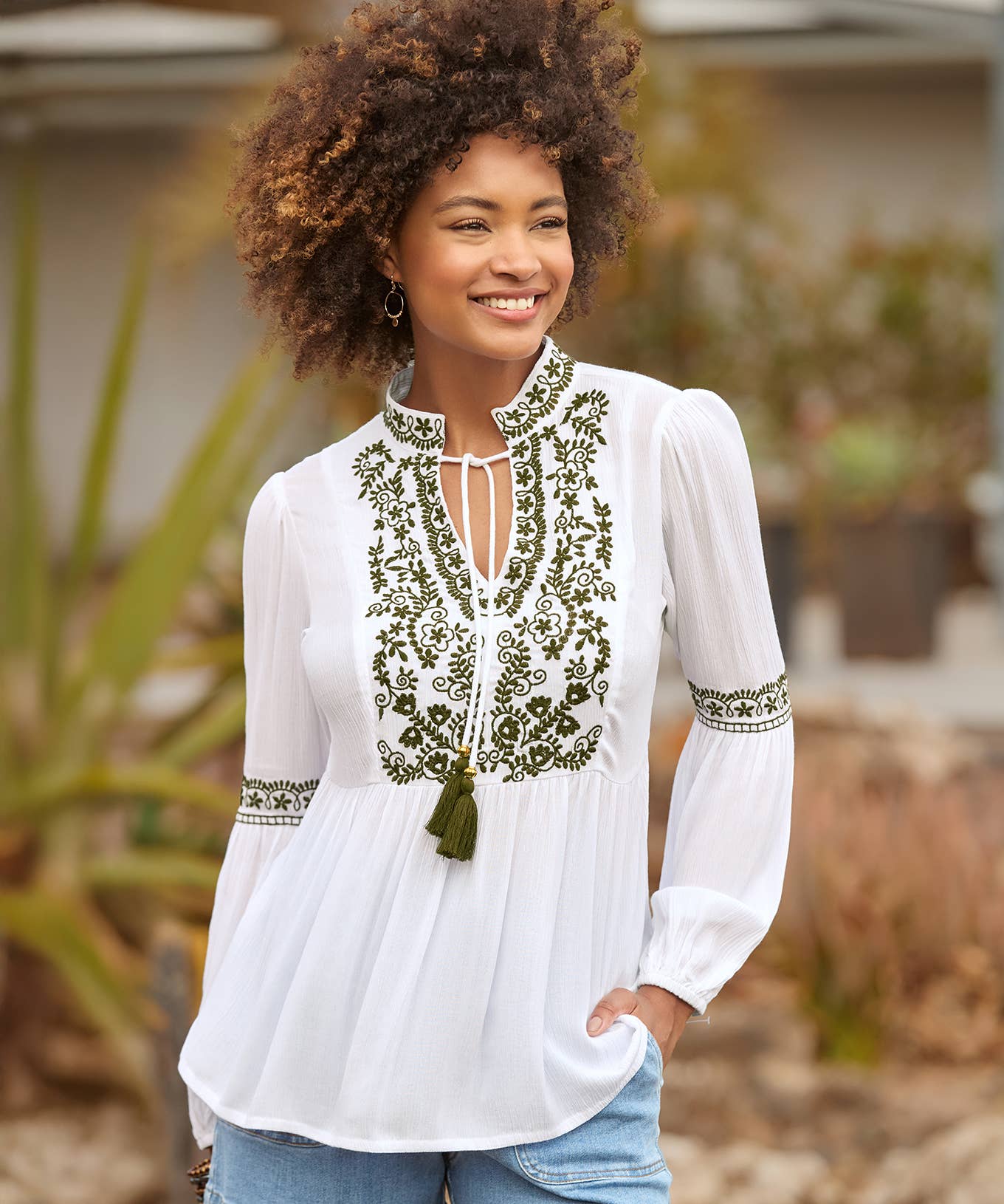 Essential Embroidered Summer Tunic: White