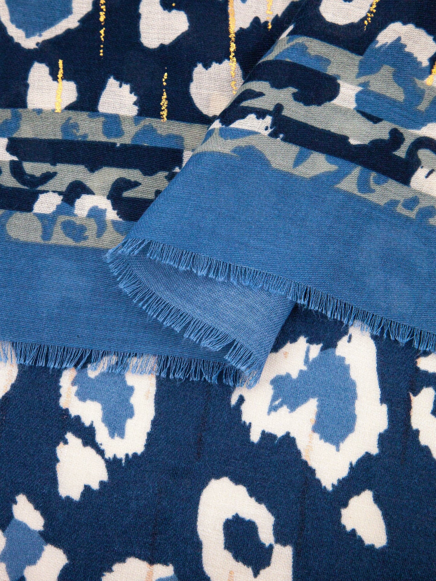 Lightweight Scarf - Blue, Leopard Border: One-size The Style Closet