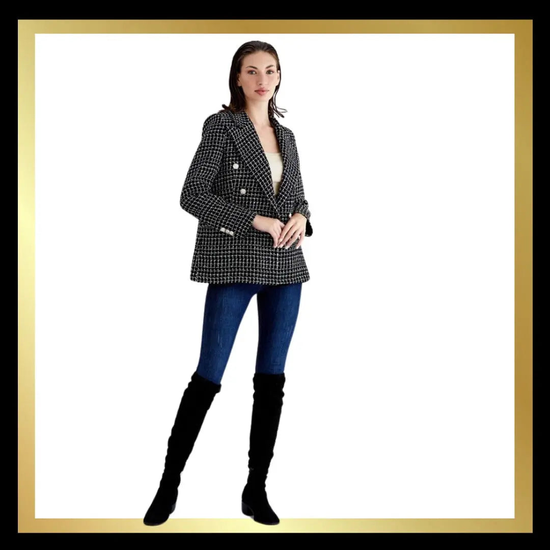 Black & White Tweed Blazer The Style Closet