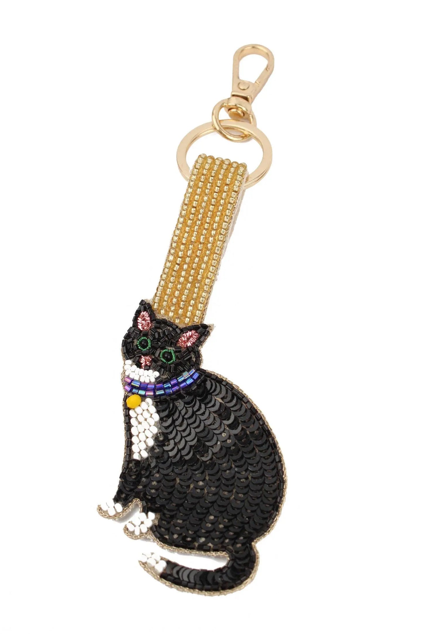 BLACK AND WHITE CAT KEYRING/BAG CHARM - The Style Closet