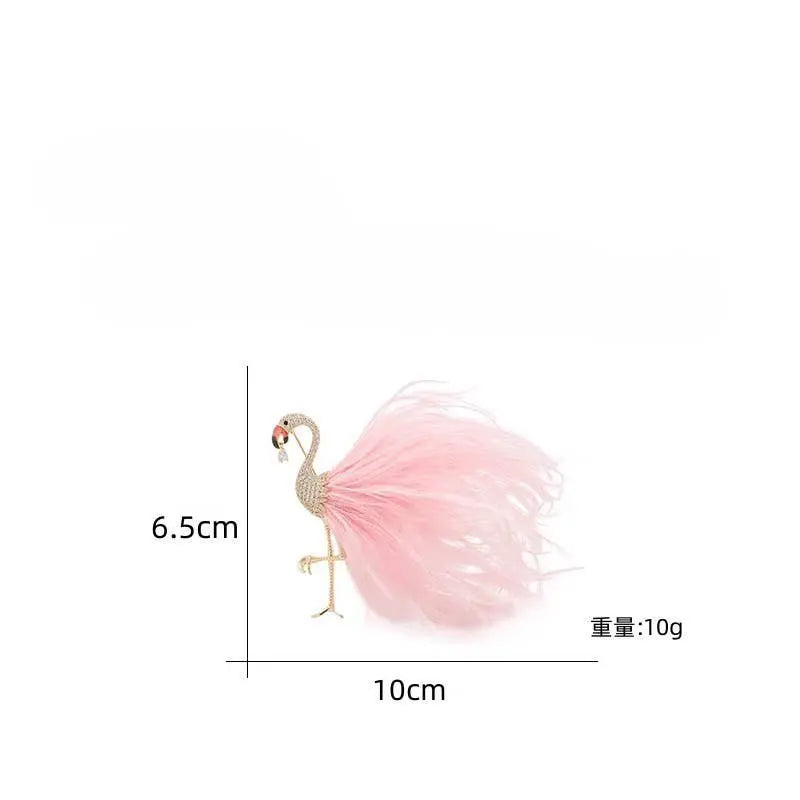 Flamingo Feathers Brooch Black The Style Closet