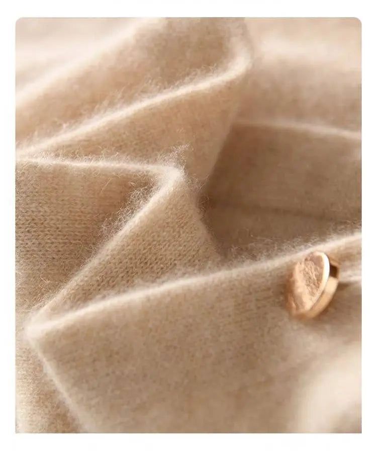 Cashmere Cape with Buttons Details in Cream The Style Closet