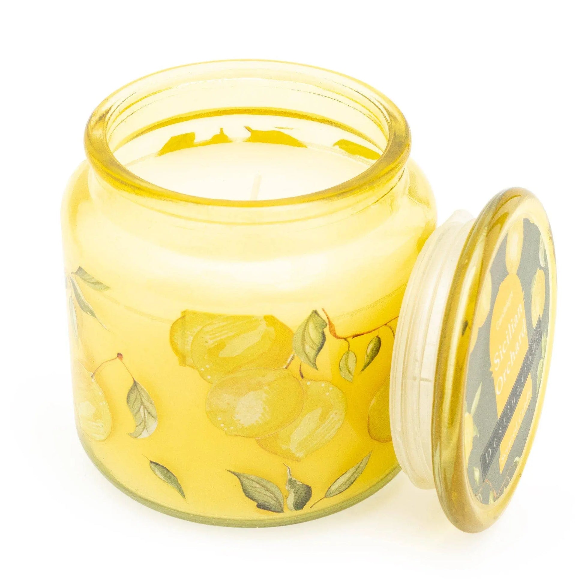 Sicilian Orchard Lidded Candle Jar with Lemon Grove Scent The Style Closet