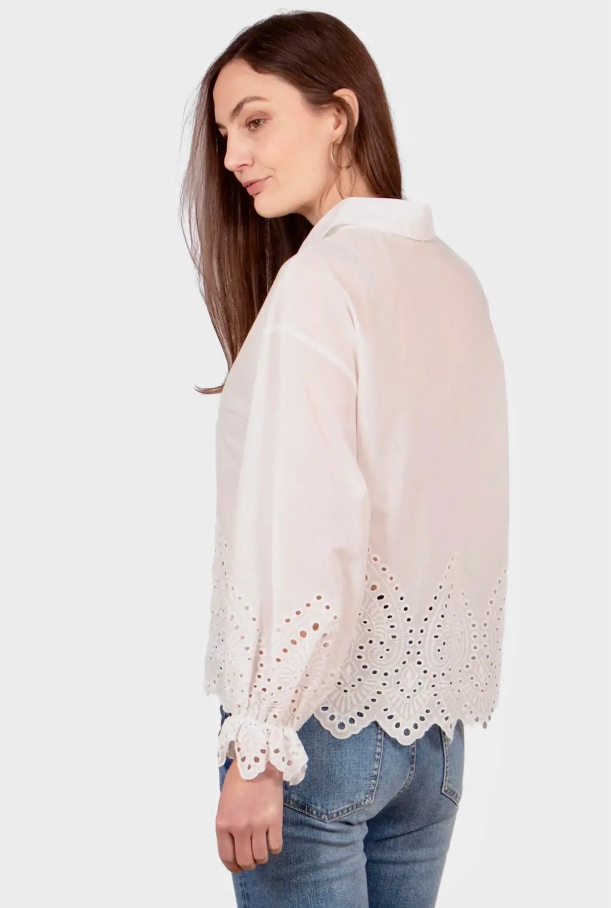 Broderie Anglaise Long Sleeve Shirt The Style Closet