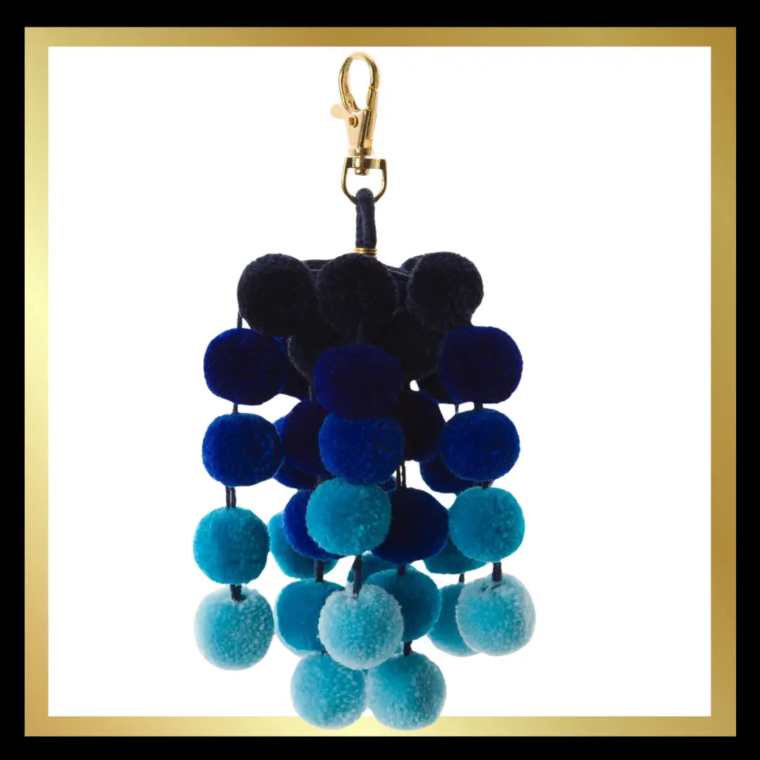 Blue Ombre Pom Pom Mini Clip Bag Charms The Style Closet