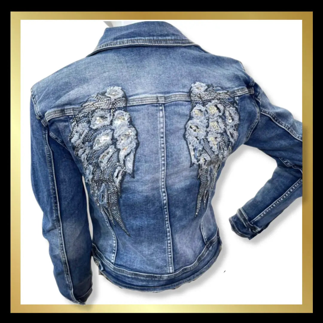 Angel wings denim jacket best sale