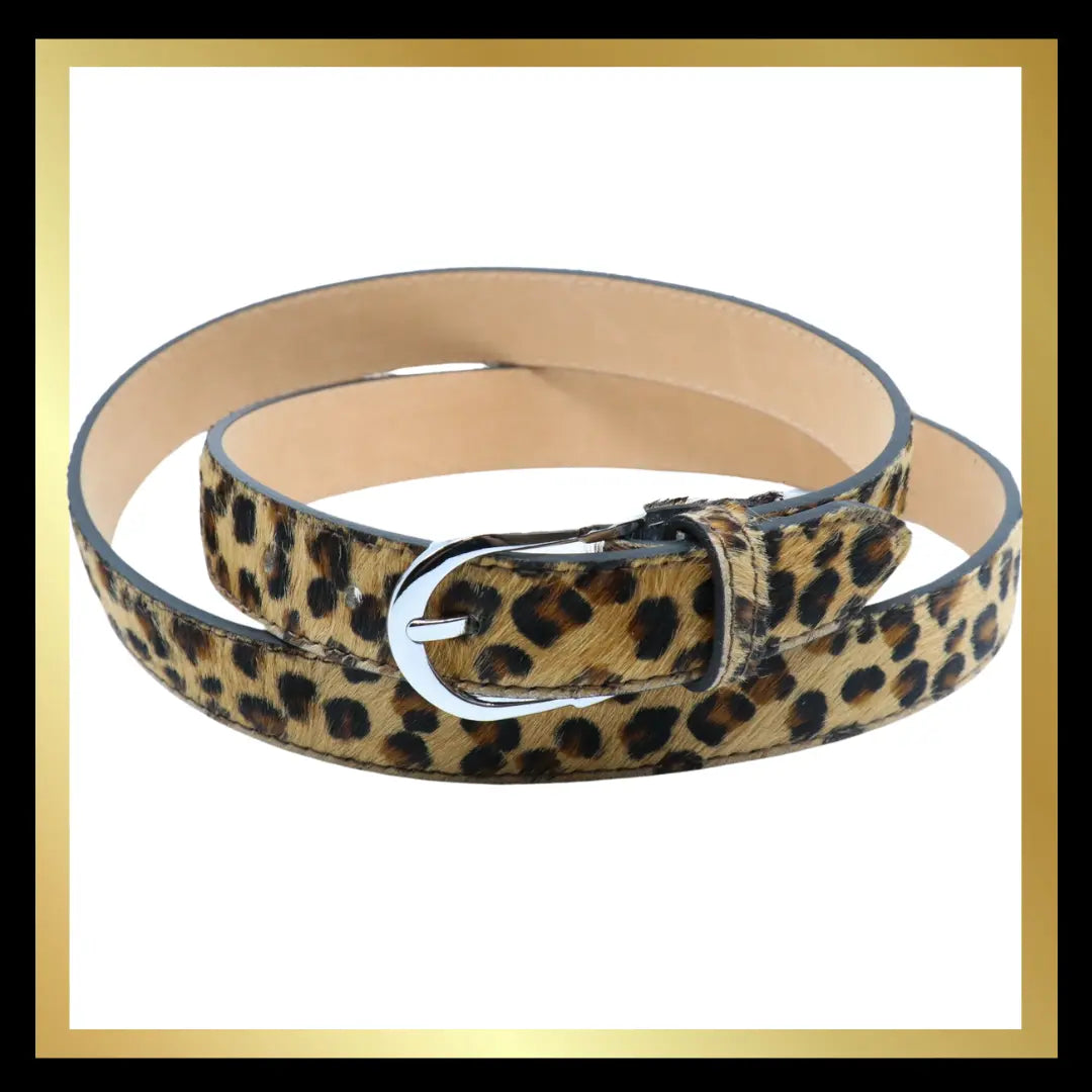 Leopard Print Pony Skin Leather Belt