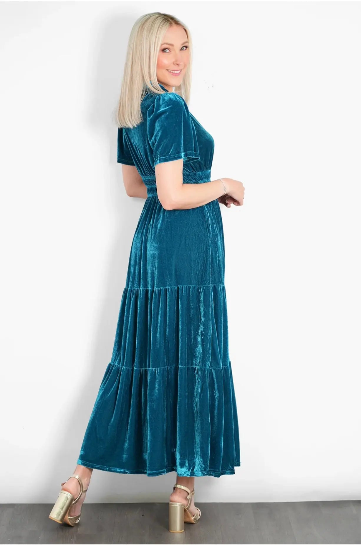 TIERED VELVET MAXI DRESS The Style Closet