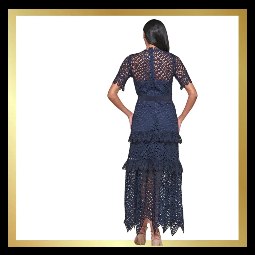 Narelle Navy Crochet Lace Midaxi Dress The Style Closet