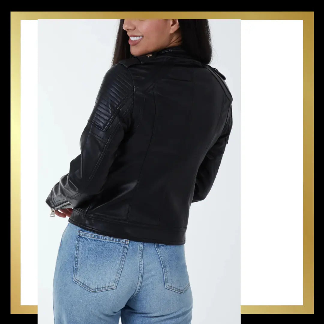 Black Faux Leather Biker Jacket The Style Closet