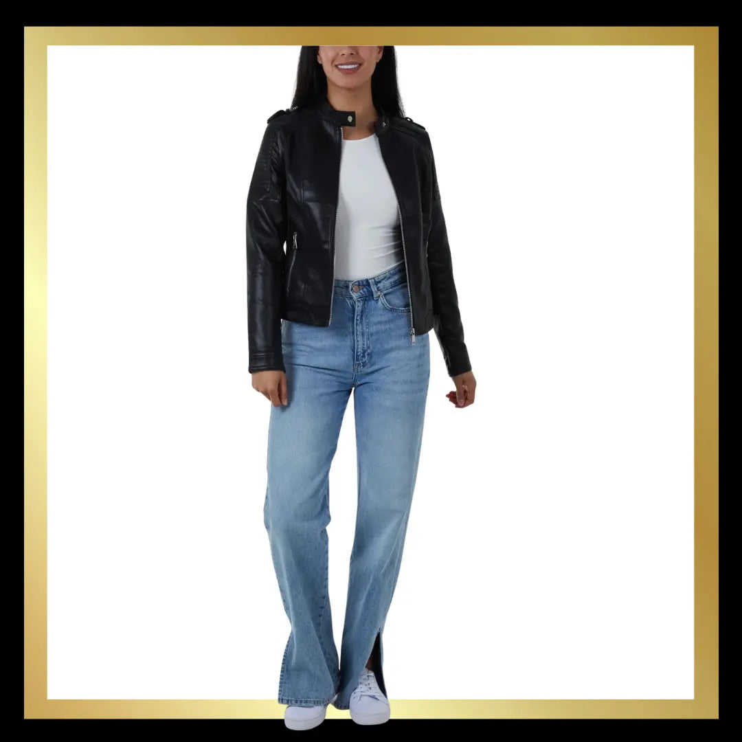 Black Faux Leather Biker Jacket The Style Closet