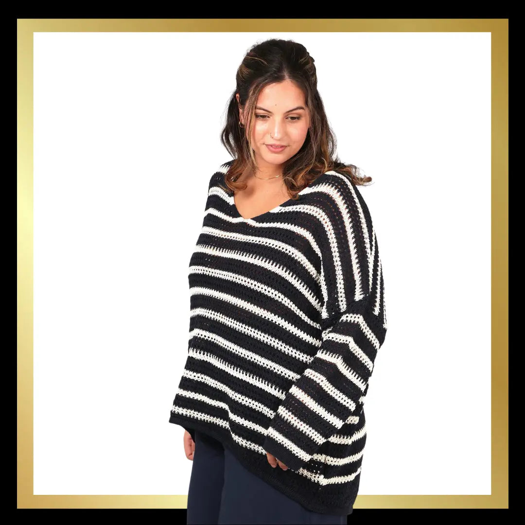 Black and White Striped Jumper The Style Closet
