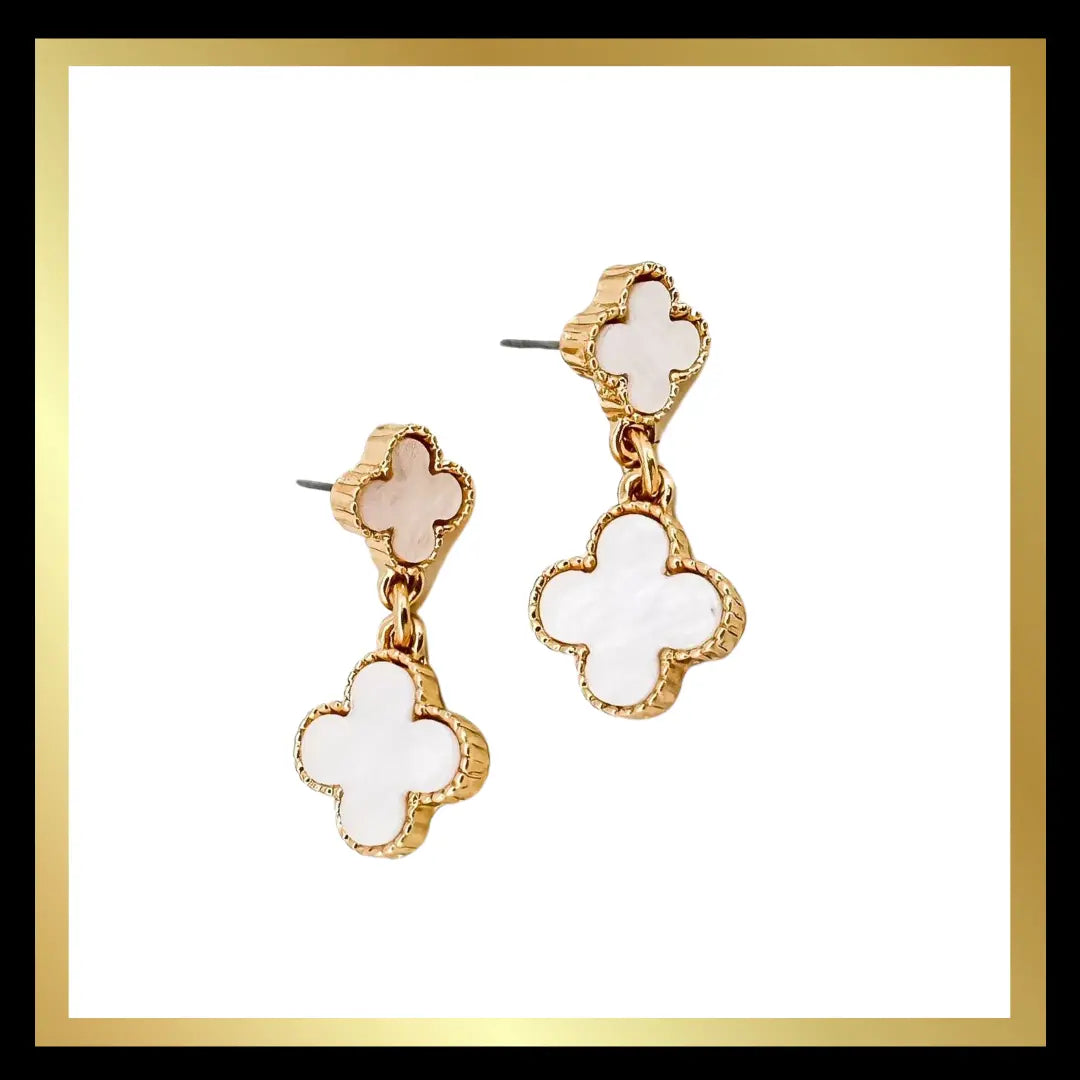 Designer Inspired Double Clover Earrings The Style Closet