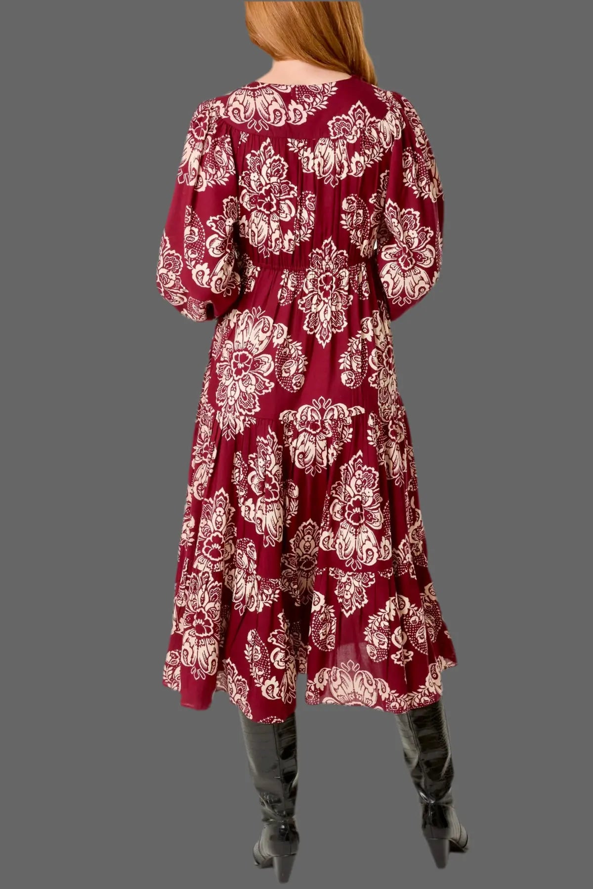 Floral Print Dress in Berry The Style Closet