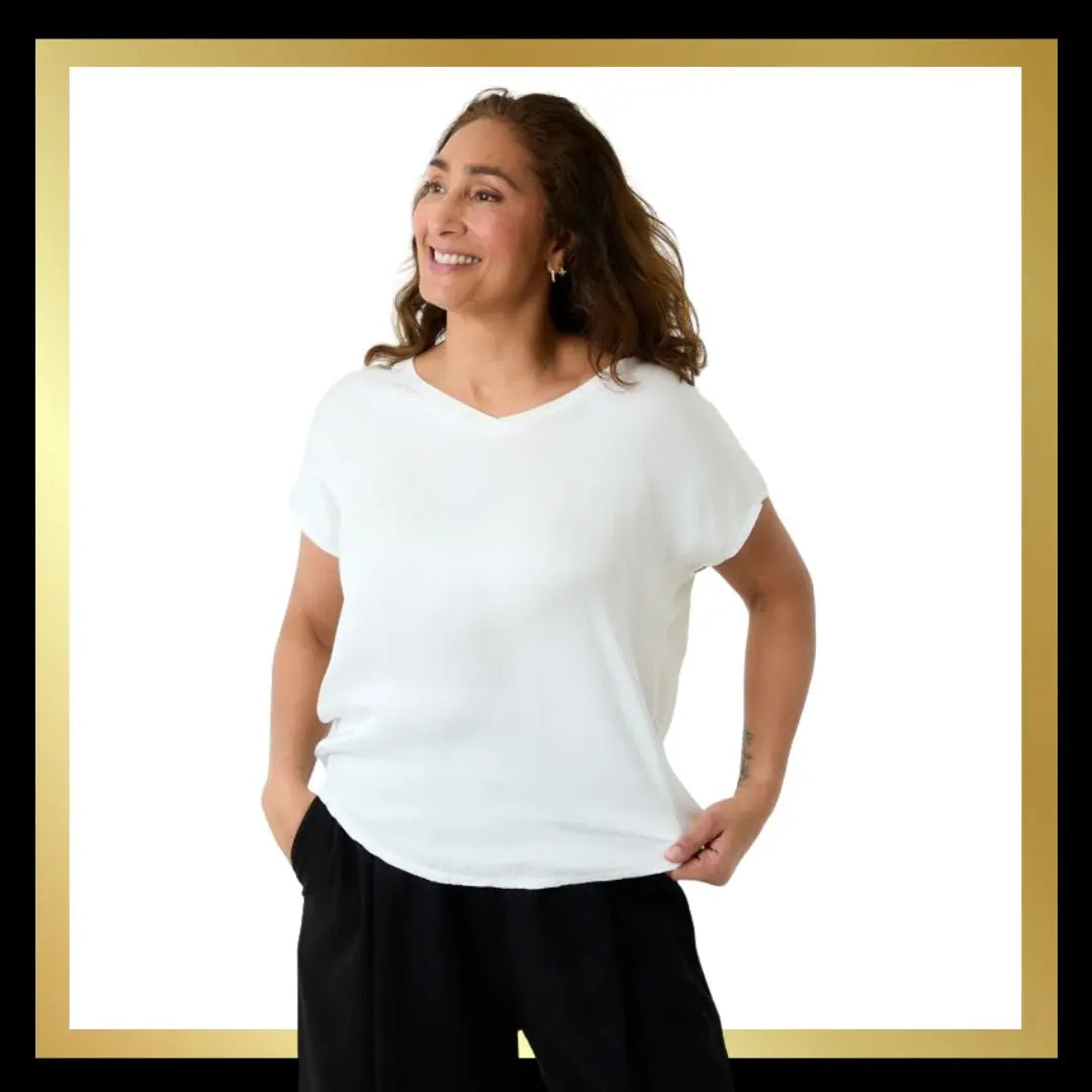 Satin Front V Neck T-Shirt The Style Closet