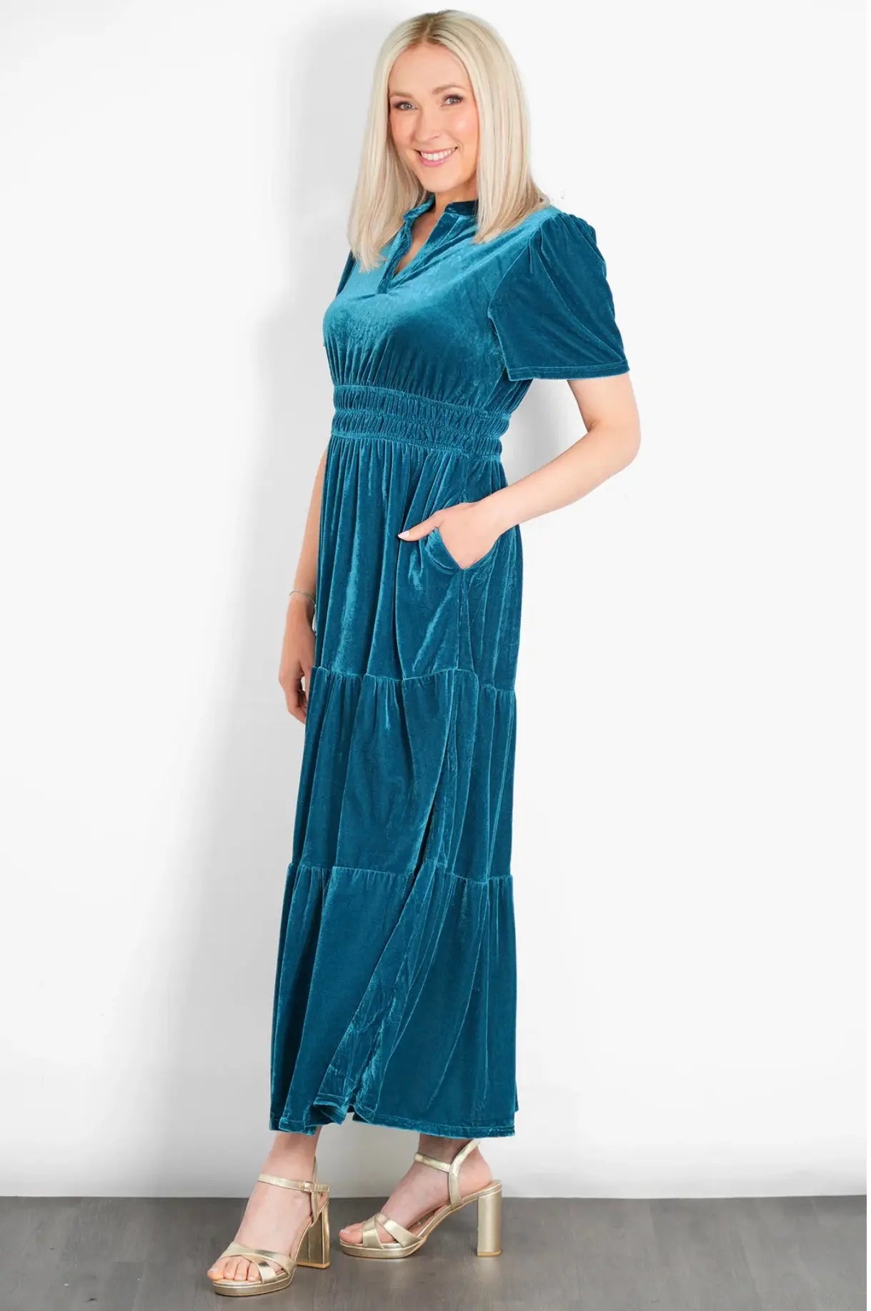 TIERED VELVET MAXI DRESS The Style Closet