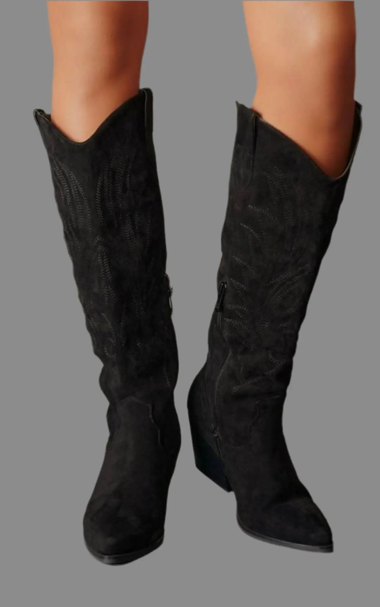 Full length Suede Cowboy Boots The Style Closet