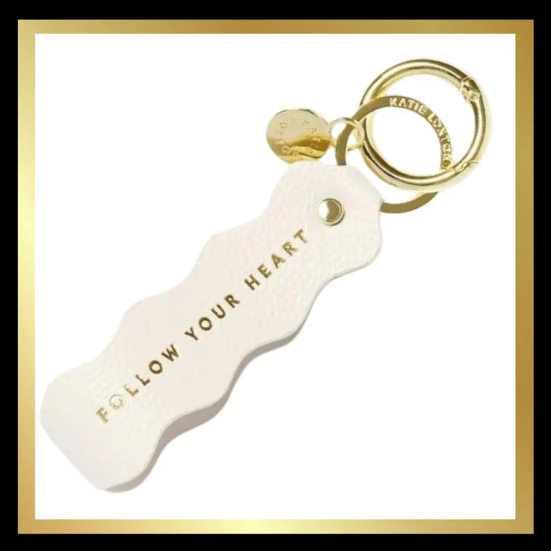 'Follow Your Heart' Sentiment Wave Keyring in Ecru by Katie Loxton Katie Loxton