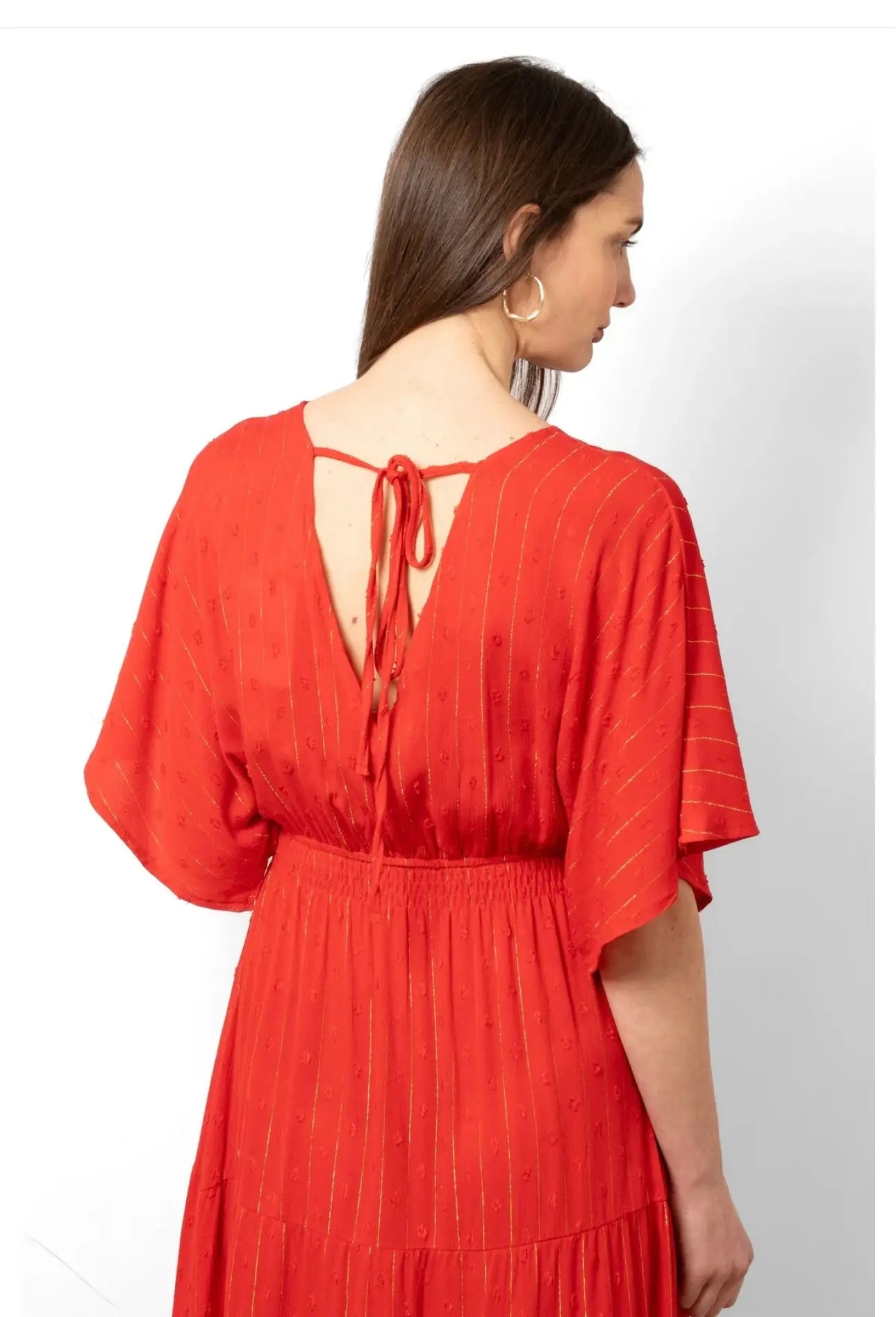 Maxi Kaftan Dress - Red/Gold or Black/Gold Metallic Stripe The Style Closet