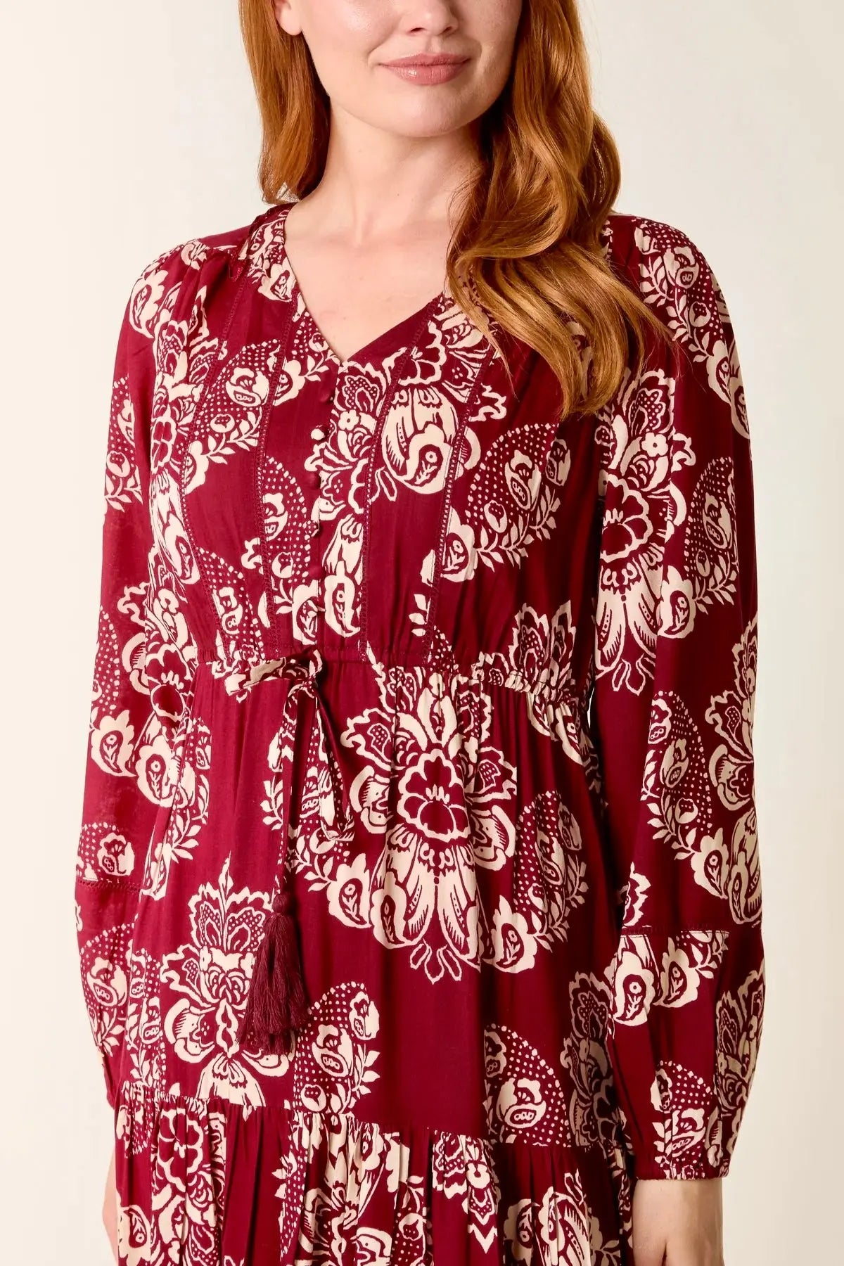 Floral Print Dress in Berry The Style Closet