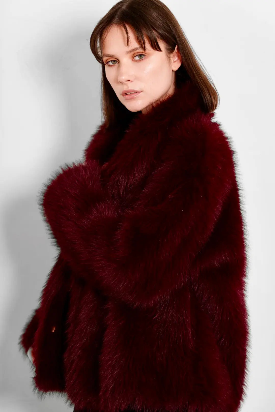 Shawl Collar Jacket- Black or Berry Faux Fur The Style Closet