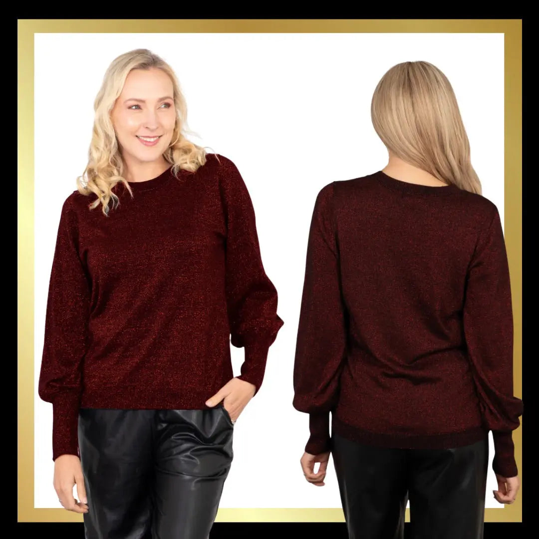Balloon Sleeve Sparkle Jumper The Style Closet