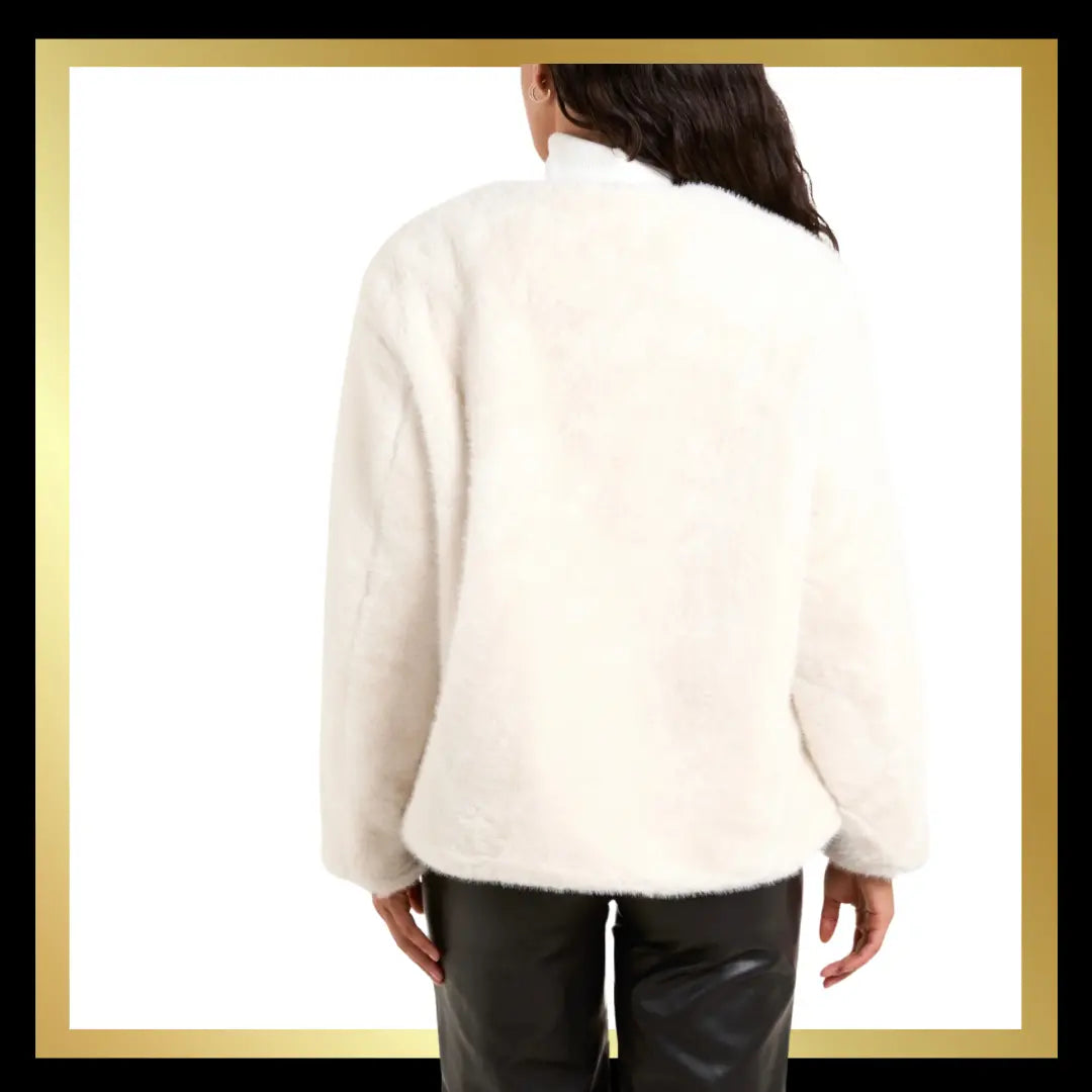 Collarless Faux Fur Jacket The Style Closet