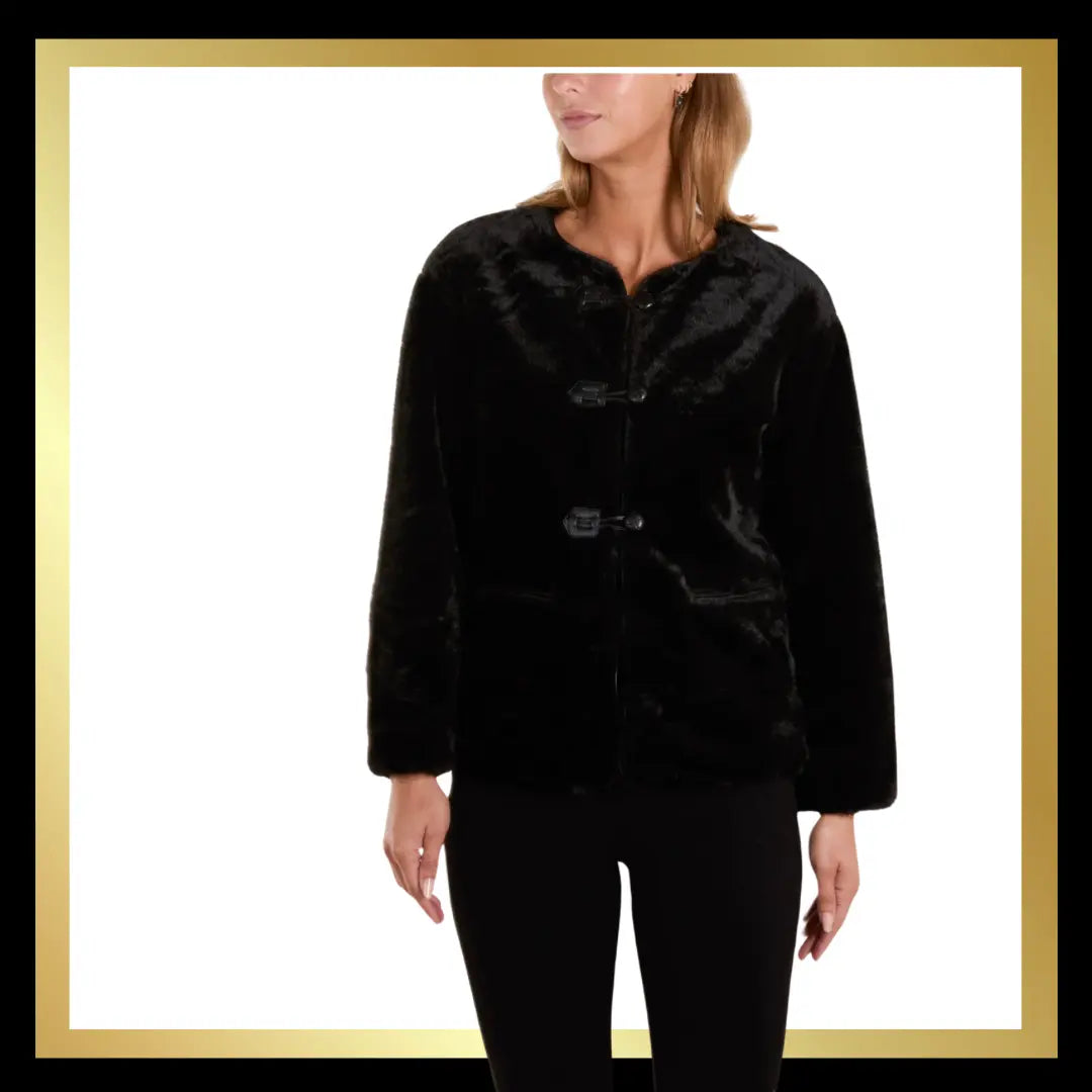 Collarless Faux Fur Jacket The Style Closet