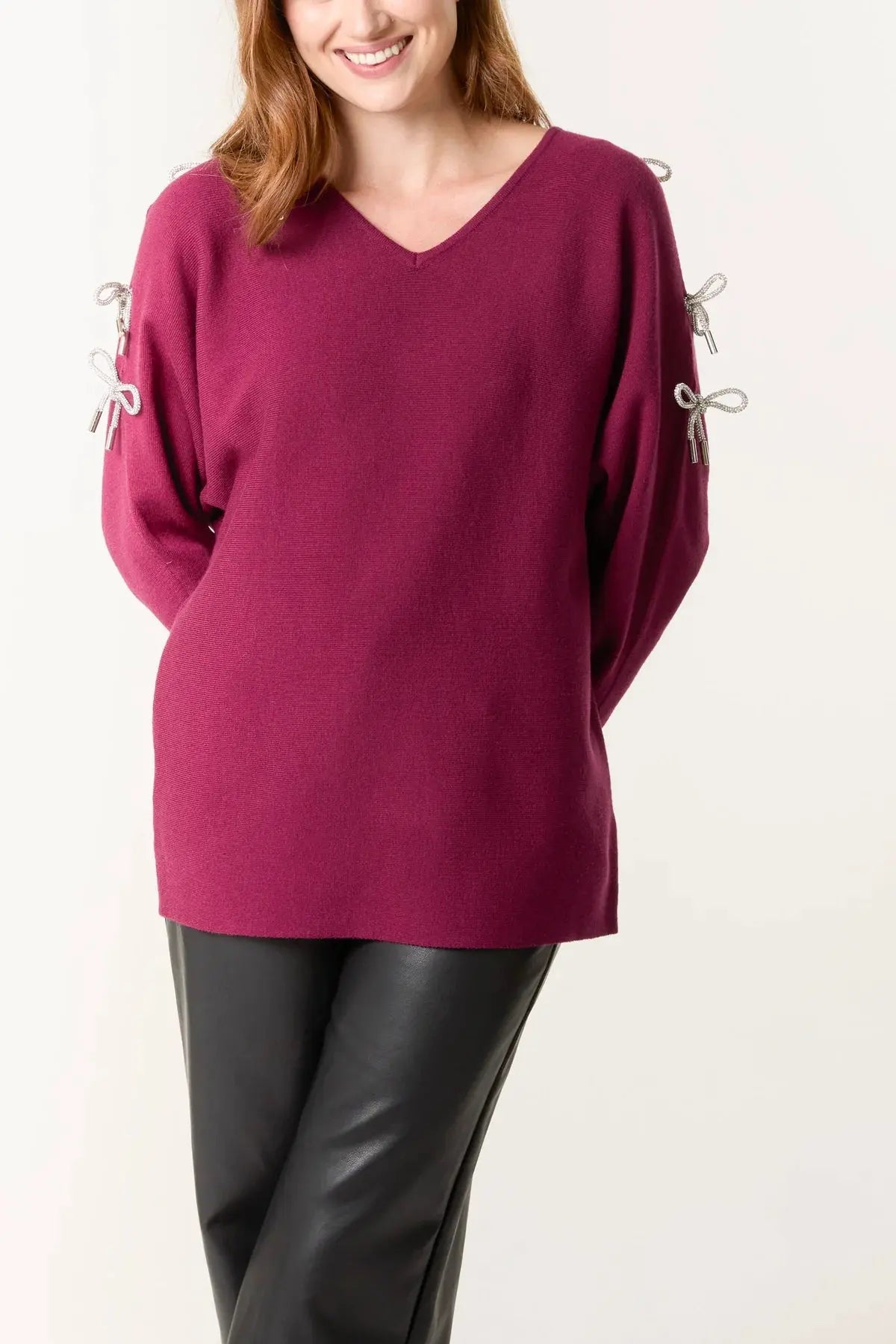 Cut out Sleeve Jumpers with Bows The Style Closet