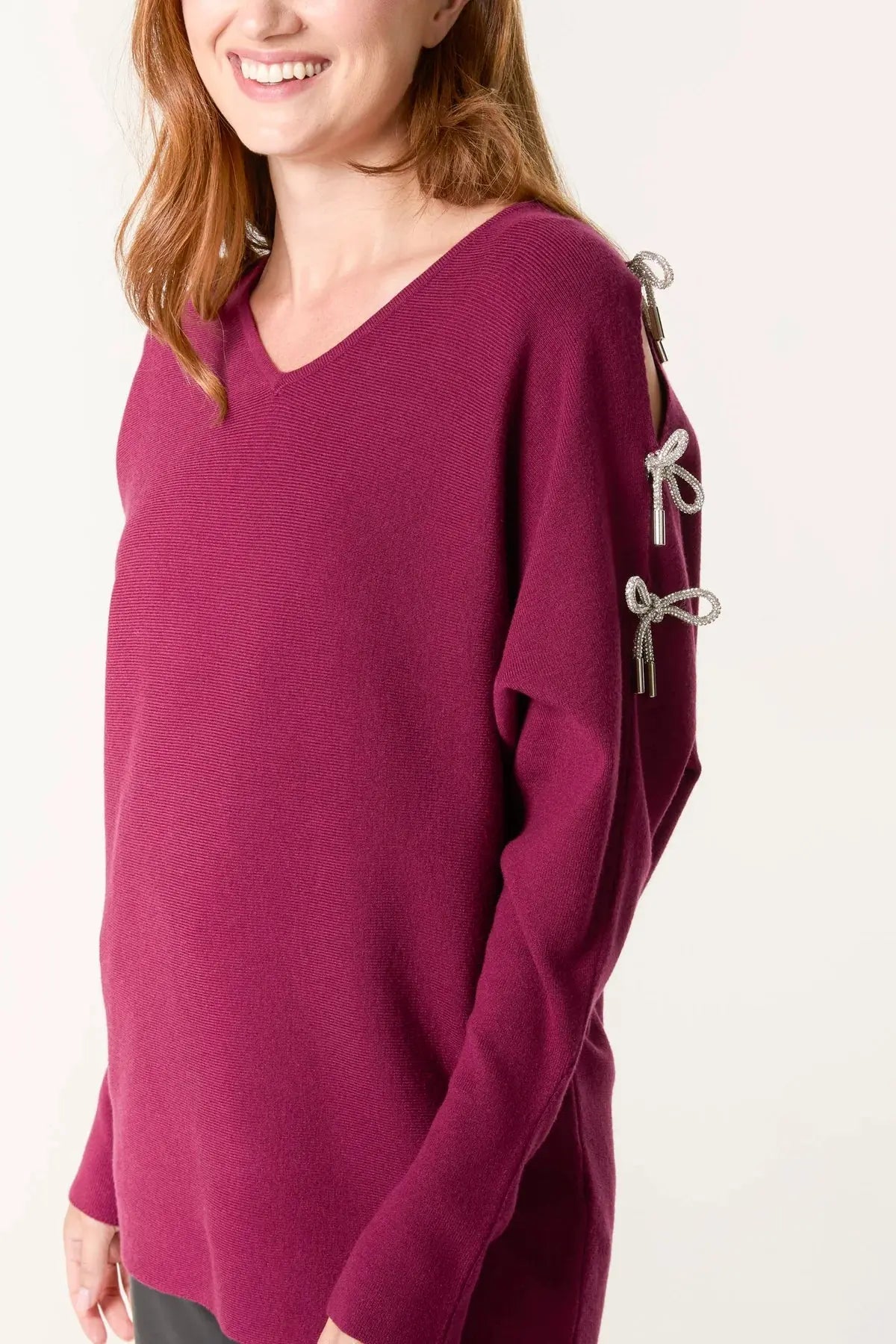 Cut out Sleeve Jumpers with Bows The Style Closet