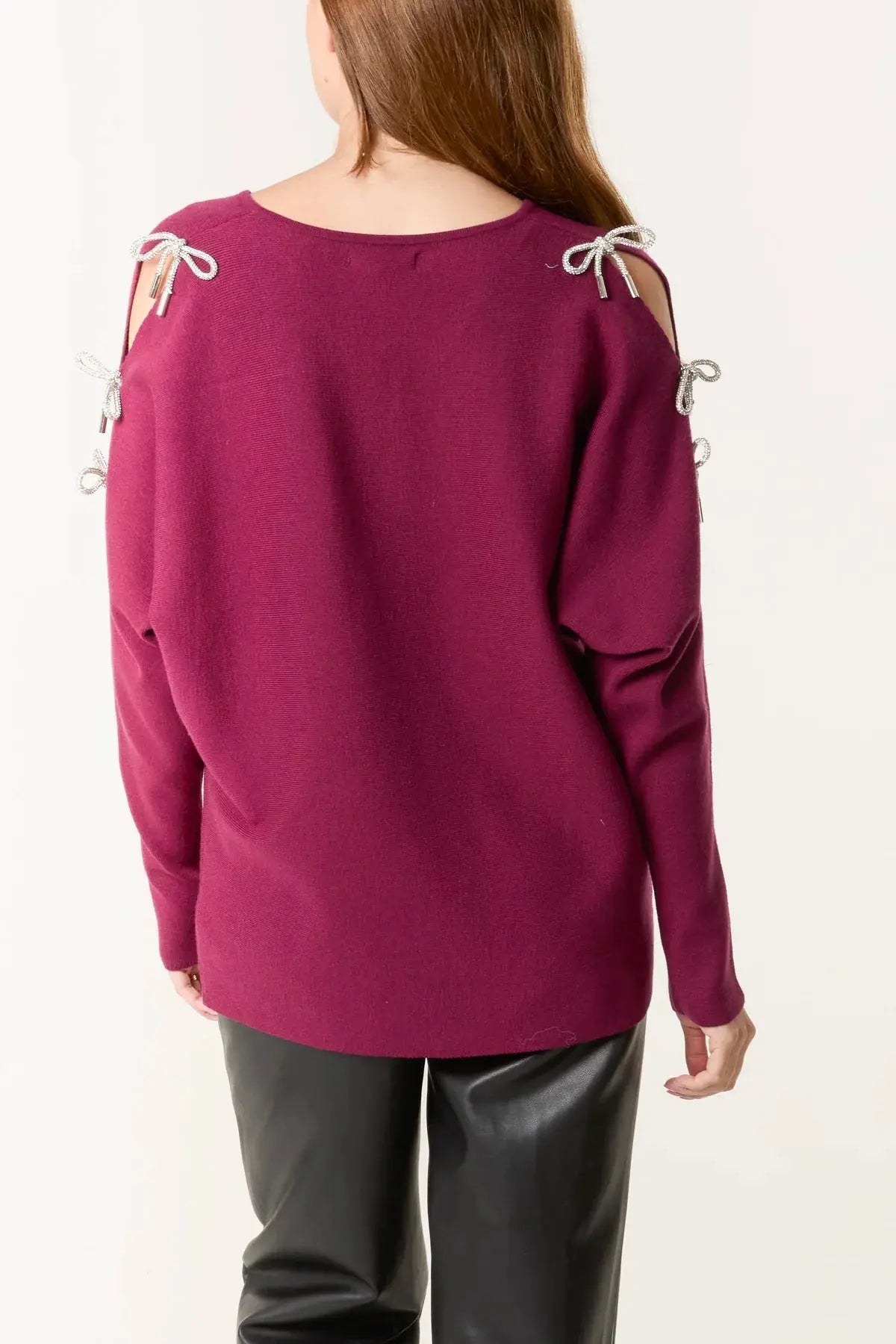 Cut out Sleeve Jumpers with Bows The Style Closet