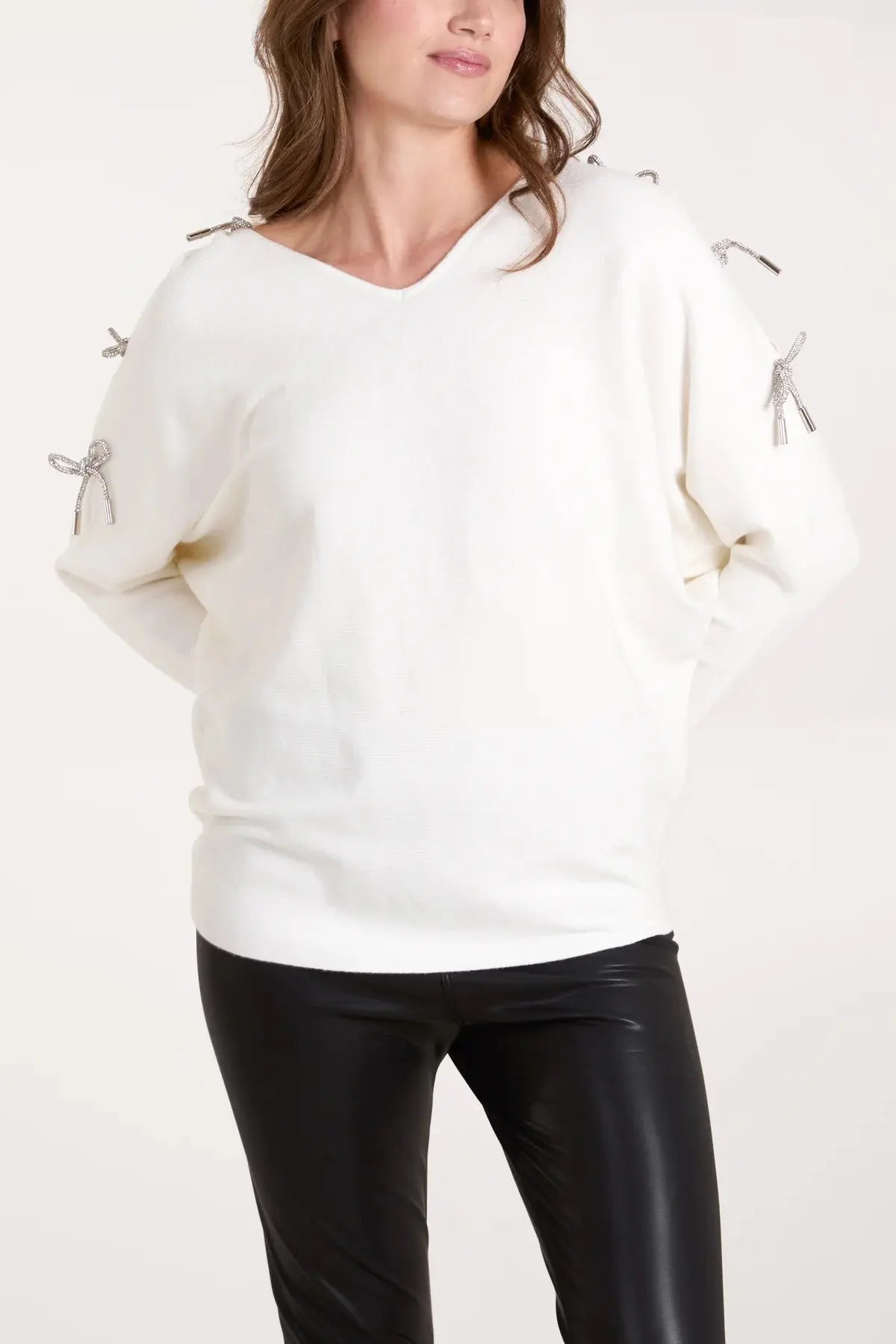 Cut out Sleeve Jumpers with Bows The Style Closet