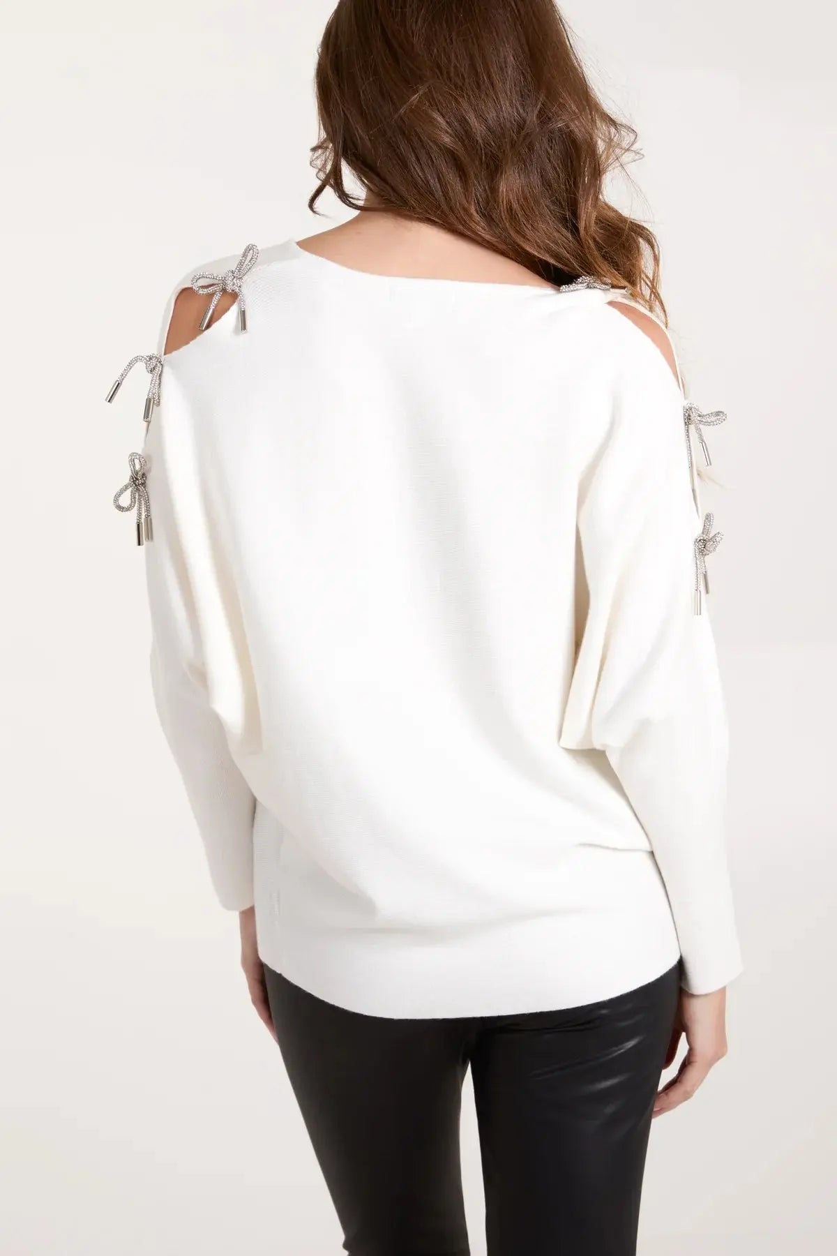 Cut out Sleeve Jumpers with Bows The Style Closet